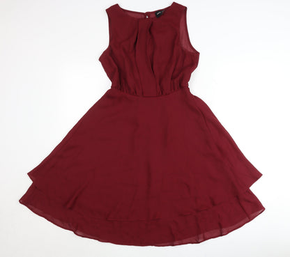 ASOS Women’s Red A-Line Chiffon Sleeveless Dress UK 8