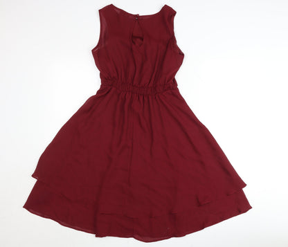 ASOS Women’s Red A-Line Chiffon Sleeveless Dress UK 8