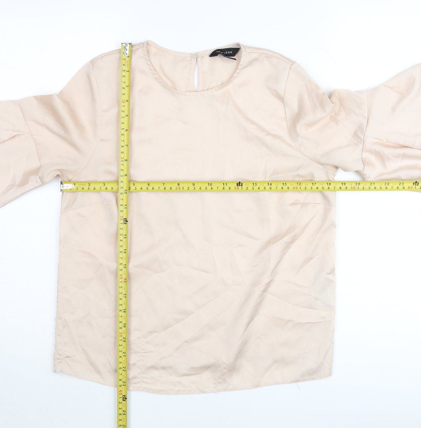 New Look Women’s Beige Ruffle Bell Sleeve Blouse Size 10