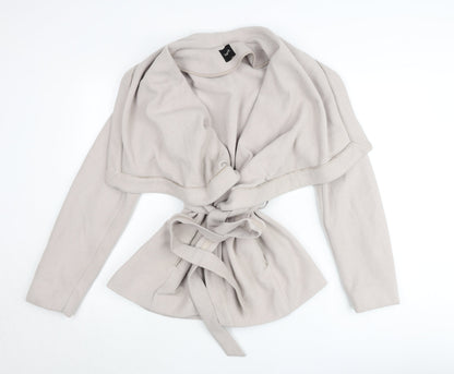 Oasis Women’s Beige Belted Jacket L Long Sleeve Classic Style