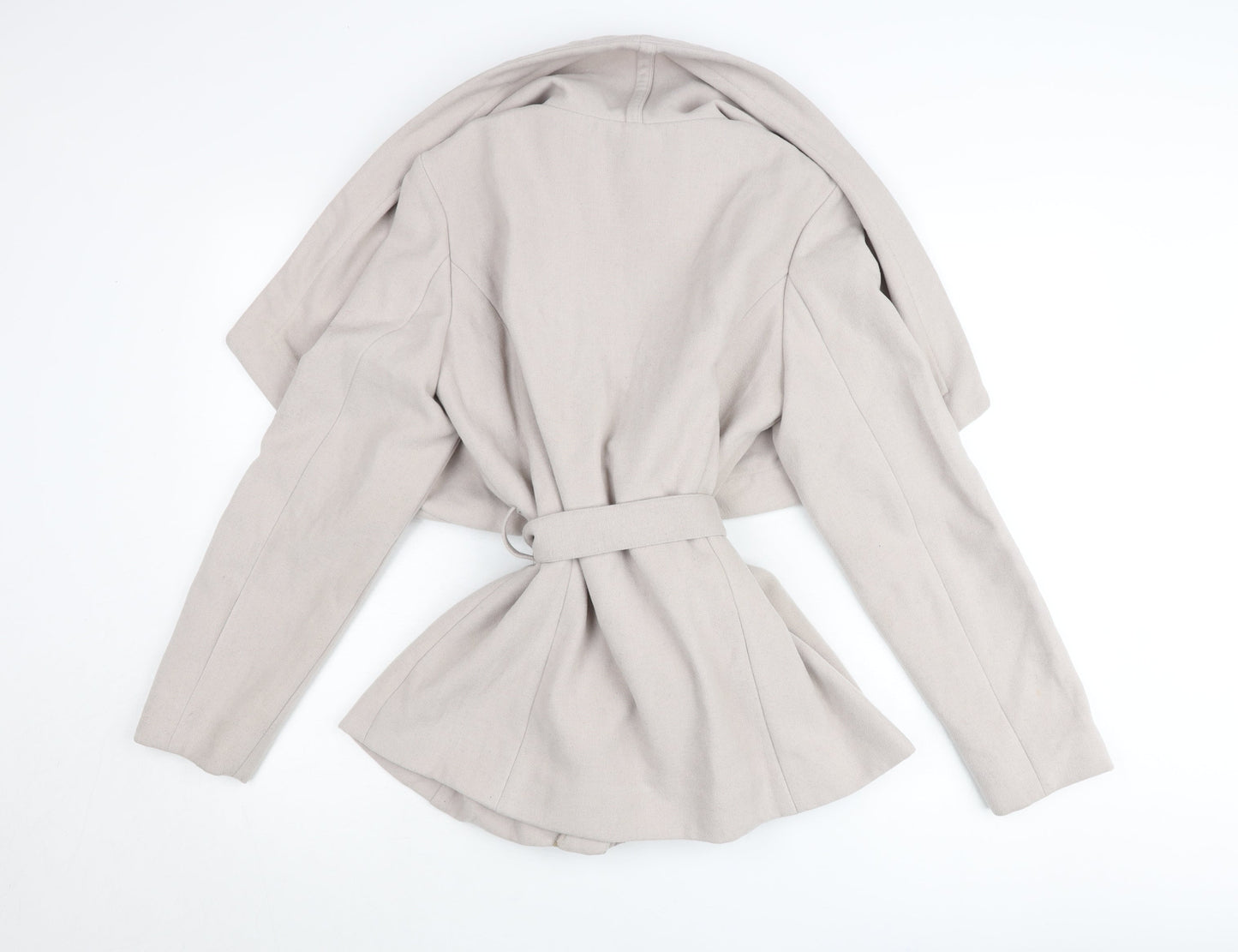 Oasis Women’s Beige Belted Jacket L Long Sleeve Classic Style