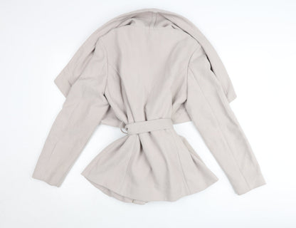 Oasis Women’s Beige Belted Jacket L Long Sleeve Classic Style