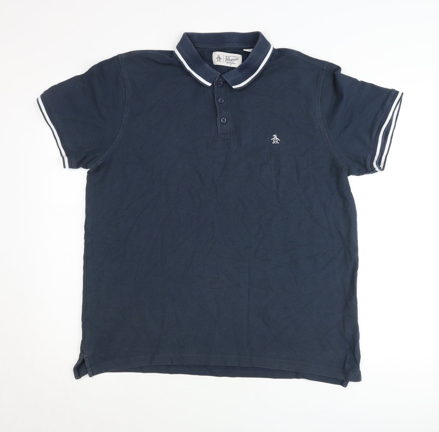 Penguin Men’s Blue XLT Polo Shirt Cotton Logo Casual
