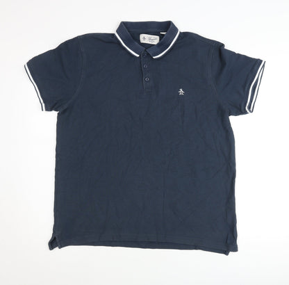 Penguin Men’s Blue XLT Polo Shirt Cotton Logo Casual