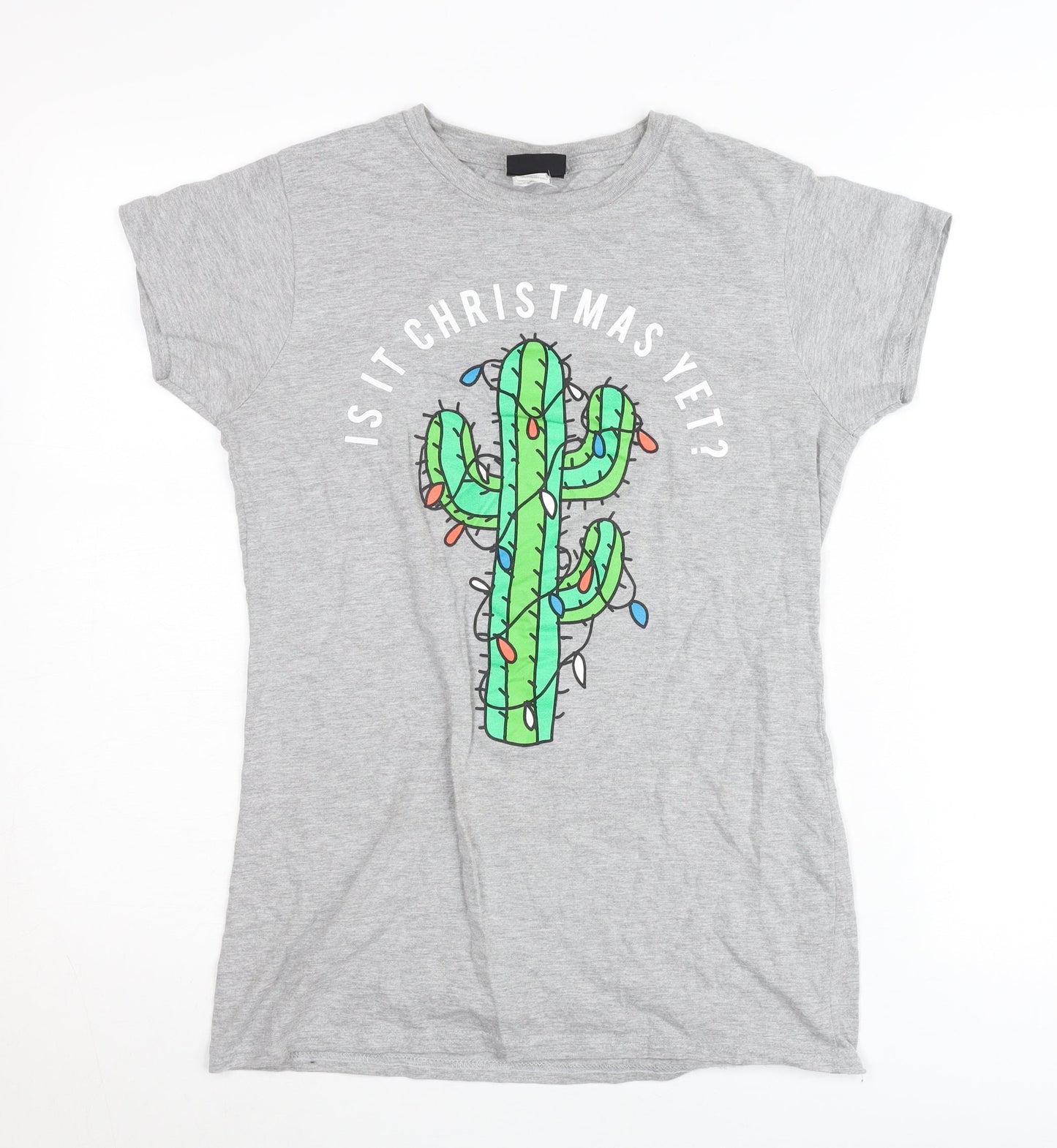 Sunday Velvet Womens Grey Christmas Graphic T-Shirt Size L