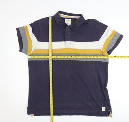 Fat Face Men’s Blue Striped Polo Shirt Size L Cotton Casual