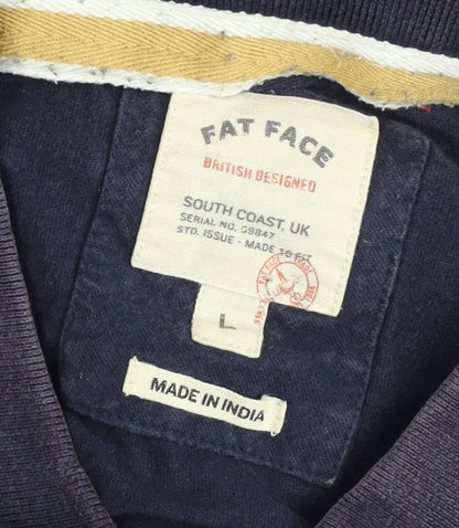 Fat Face Men’s Blue Striped Polo Shirt Size L Cotton Casual
