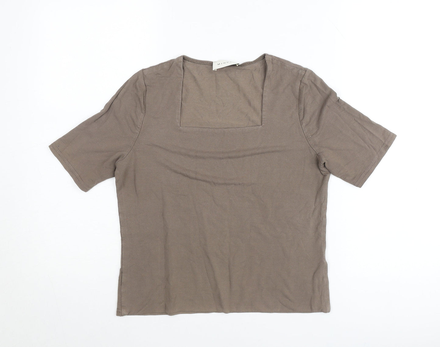 Minuet Womens Brown Viscose Stretch T-Shirt UK 12 Square Neck
