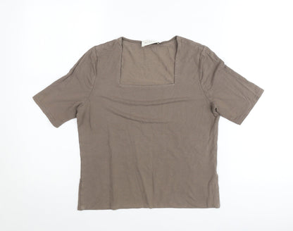 Minuet Womens Brown Viscose Stretch T-Shirt UK 12 Square Neck