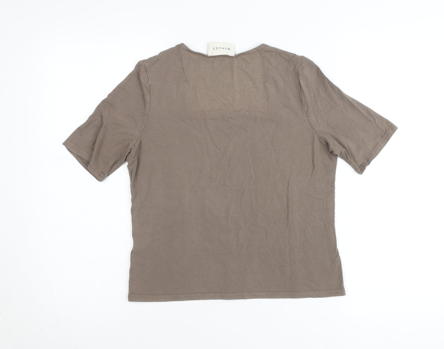 Minuet Womens Brown Viscose Stretch T-Shirt UK 12 Square Neck