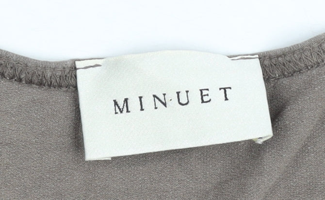 Minuet Womens Brown Viscose Stretch T-Shirt UK 12 Square Neck