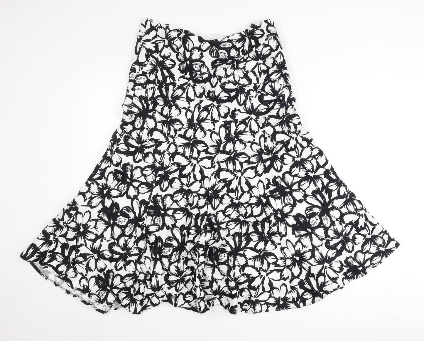 Alex & Co. Women’s Black White Floral A-Line Skirt Size 12 Midi