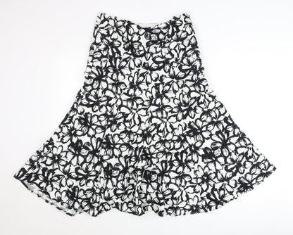 Alex & Co. Women’s Black White Floral A-Line Skirt Size 12 Midi