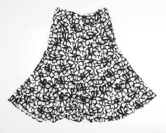 Alex & Co. Women’s Black White Floral A-Line Skirt Size 12 Midi