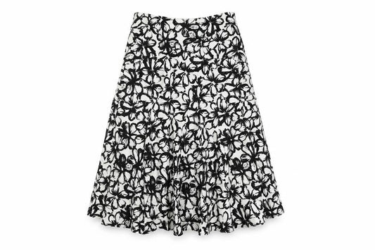 Alex & Co. Women’s Black White Floral A-Line Skirt Size 12 Midi