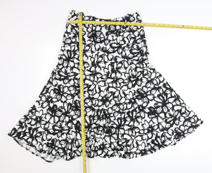 Alex & Co. Women’s Black White Floral A-Line Skirt Size 12 Midi