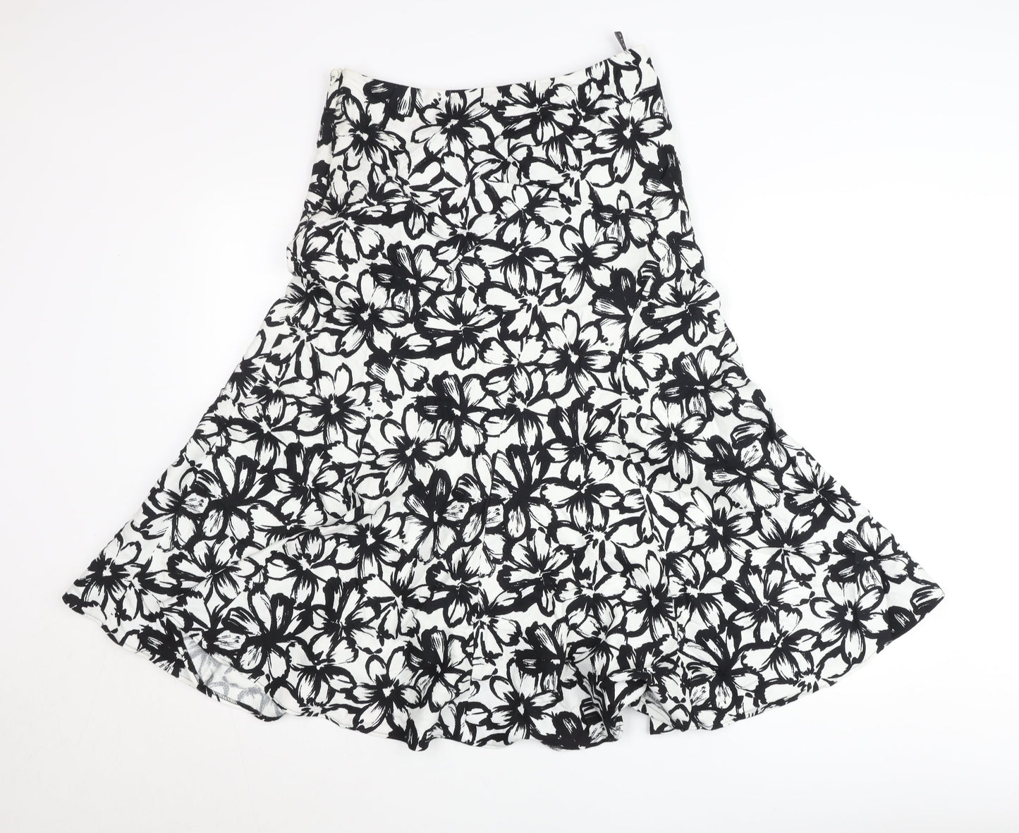 Alex & Co. Women’s Black White Floral A-Line Skirt Size 12 Midi