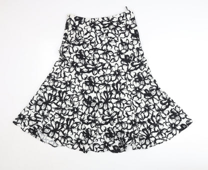 Alex & Co. Women’s Black White Floral A-Line Skirt Size 12 Midi