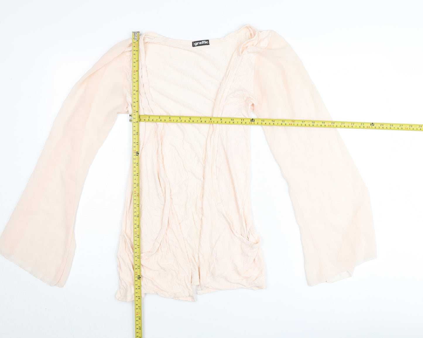 Graffic Women’s Beige Viscose Cardigan M Flared Long Sleeve Lightweight