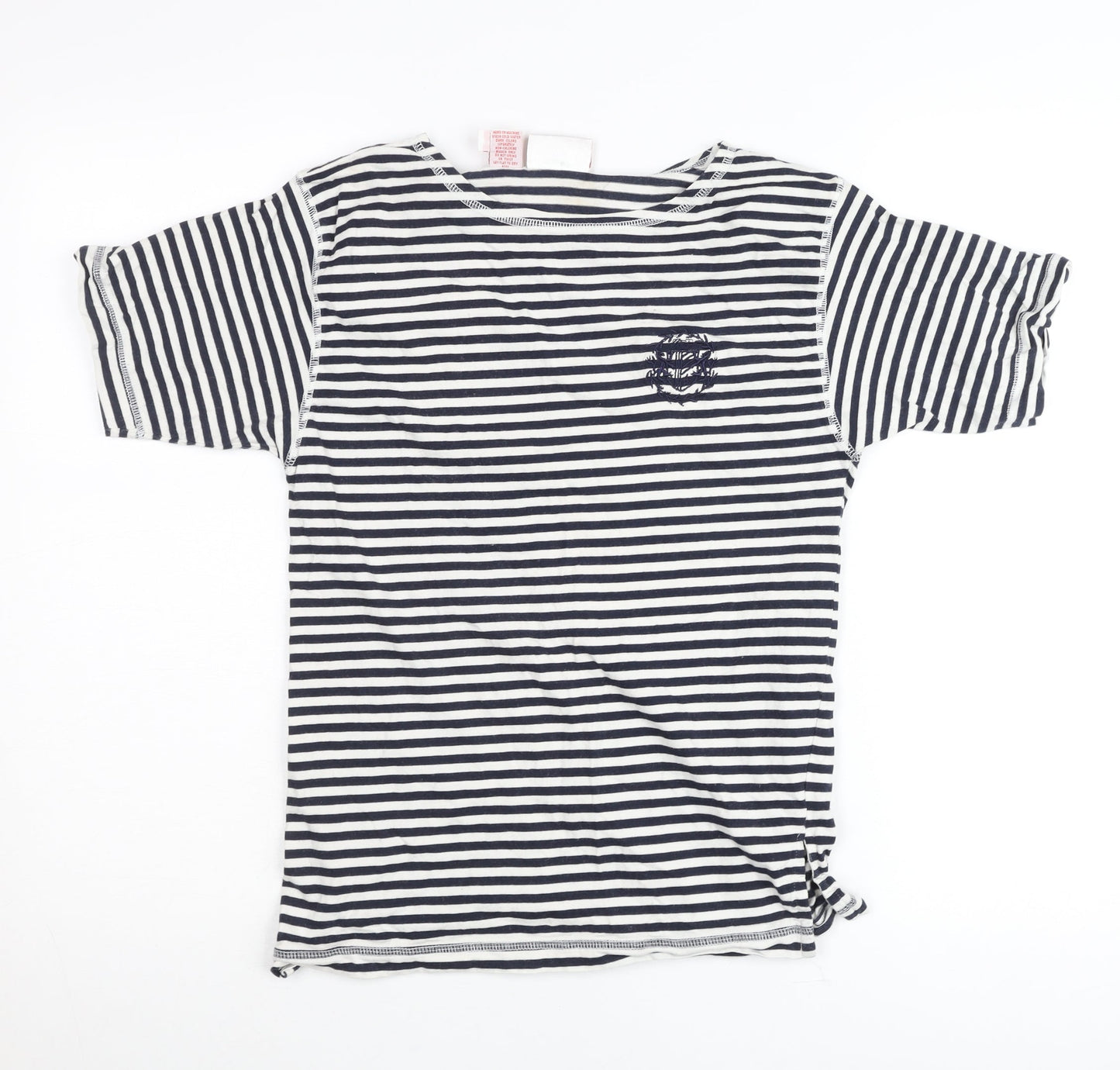 Rafaella Womens Petite 6 Blue White Striped Cotton T-Shirt Nautical