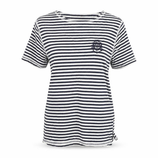 Rafaella Womens Petite 6 Blue White Striped Cotton T-Shirt Nautical