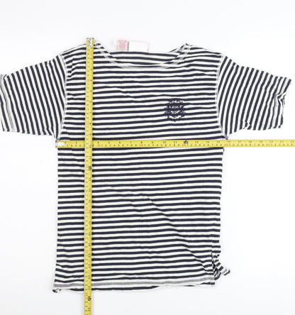 Rafaella Womens Petite 6 Blue White Striped Cotton T-Shirt Nautical
