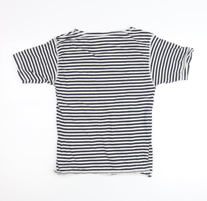 Rafaella Womens Petite 6 Blue White Striped Cotton T-Shirt Nautical