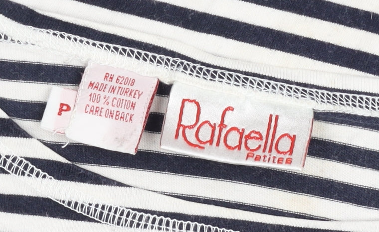 Rafaella Womens Petite 6 Blue White Striped Cotton T-Shirt Nautical