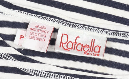 Rafaella Womens Petite 6 Blue White Striped Cotton T-Shirt Nautical