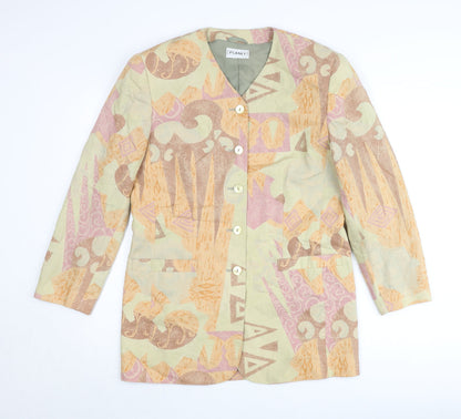 Planet Women’s Multicoloured Geometric Linen Blend Jacket Size 10