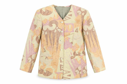 Planet Women’s Multicoloured Geometric Linen Blend Jacket Size 10