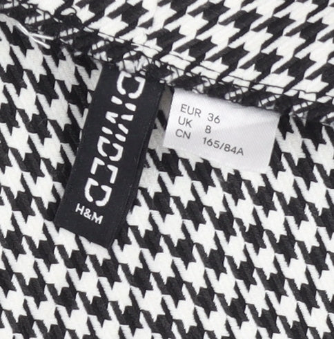 H&M Women’s Black Houndstooth Bodycon Dress UK 8 Sleeveless Square Neck