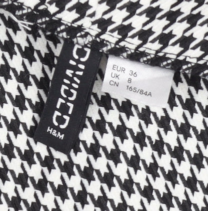 H&M Women’s Black Houndstooth Bodycon Dress UK 8 Sleeveless Square Neck