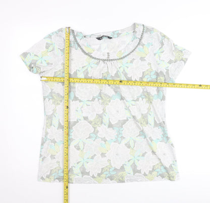 Bonmarché Womens Multicoloured Floral T-Shirt Size 14 Short Sleeve Scoop Neck