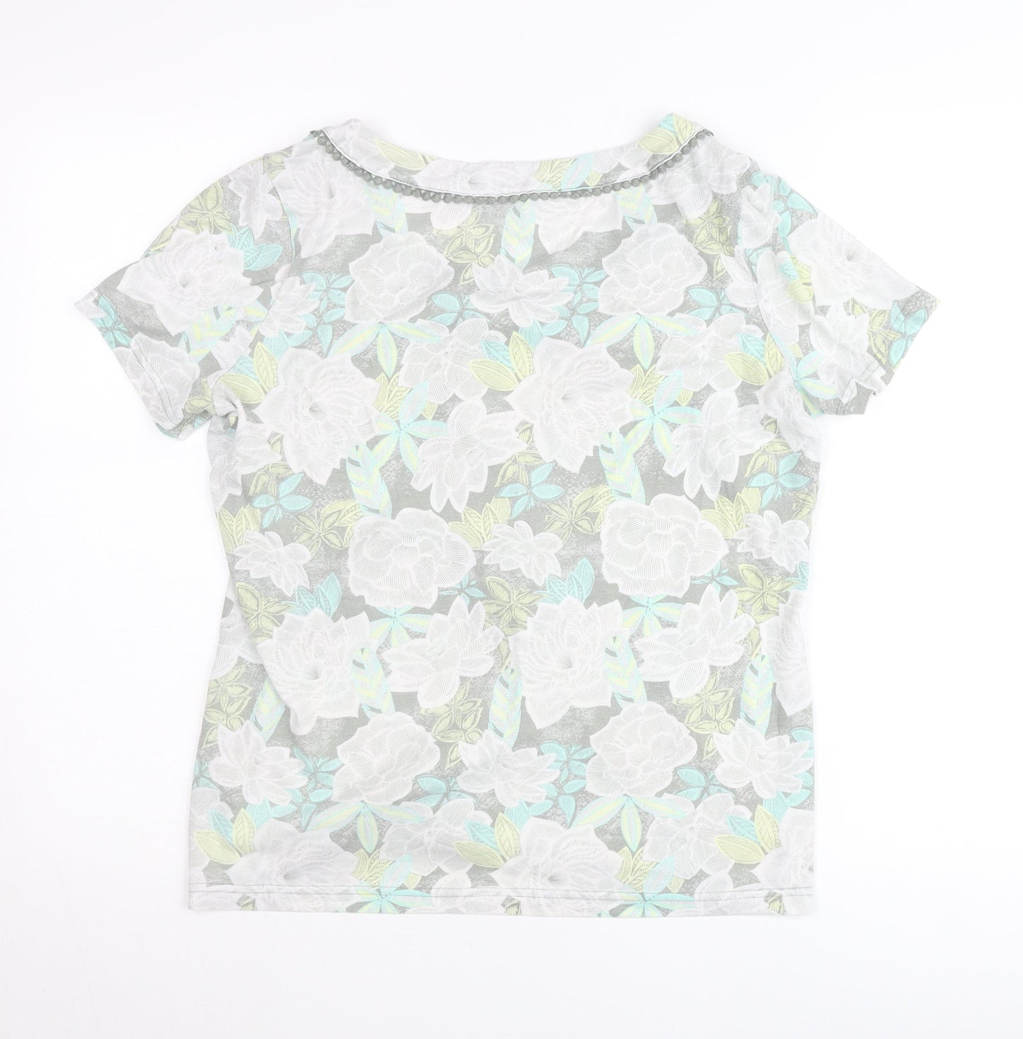 Bonmarché Womens Multicoloured Floral T-Shirt Size 14 Short Sleeve Scoop Neck