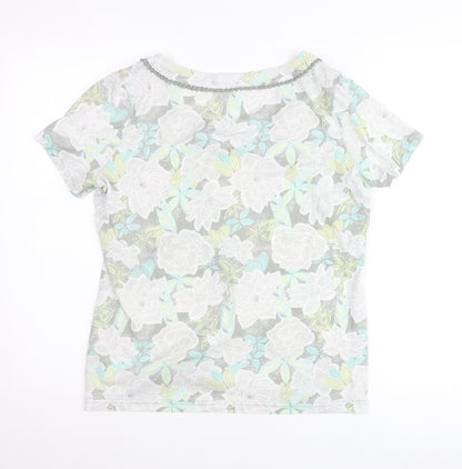 Bonmarché Womens Multicoloured Floral T-Shirt Size 14 Short Sleeve Scoop Neck