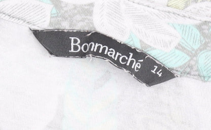 Bonmarché Womens Multicoloured Floral T-Shirt Size 14 Short Sleeve Scoop Neck