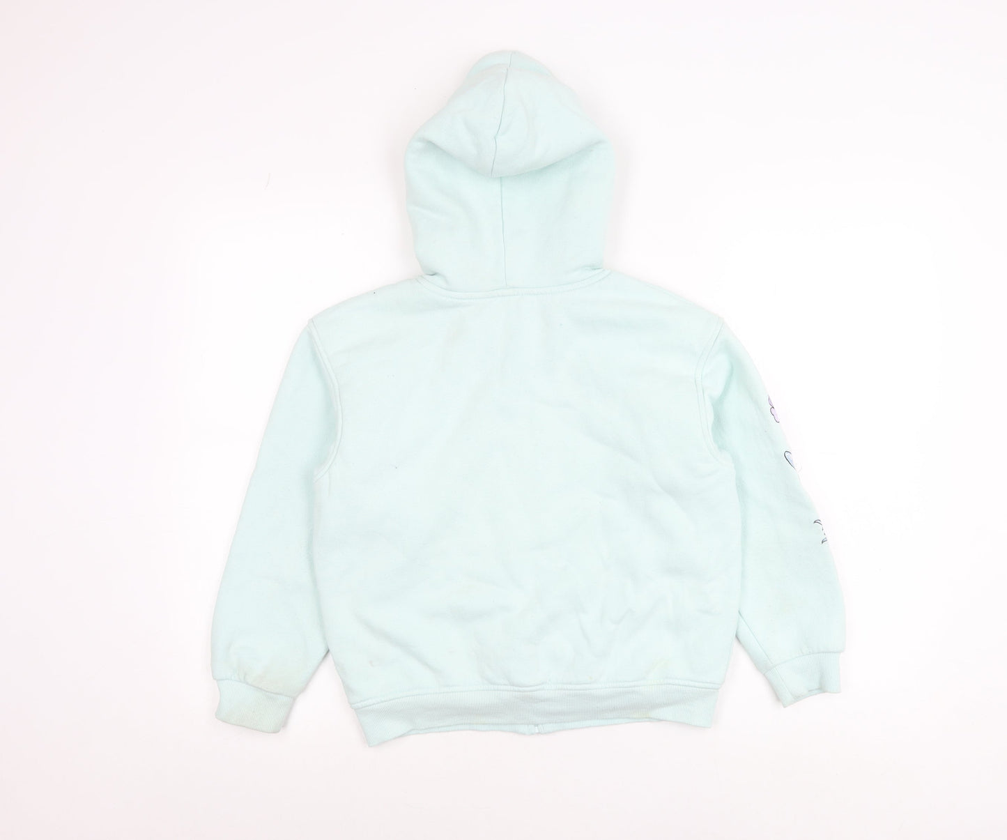 Anko Girls Blue Hooded Jacket Age 10 Lined Full Zip Embroidered Casual