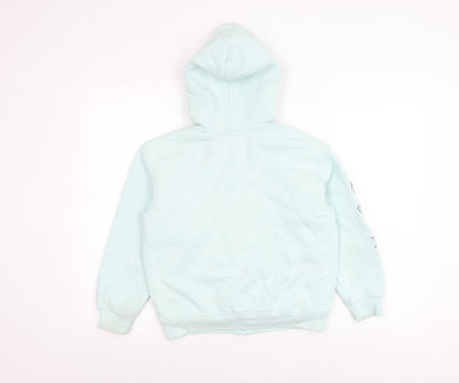 Anko Girls Blue Hooded Jacket Age 10 Lined Full Zip Embroidered Casual