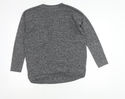 Boohoo Women’s Grey Wrap Knotted Blouse Size 8 Long Sleeve