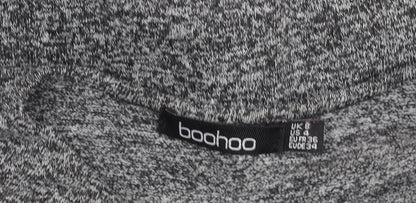 Boohoo Women’s Grey Wrap Knotted Blouse Size 8 Long Sleeve