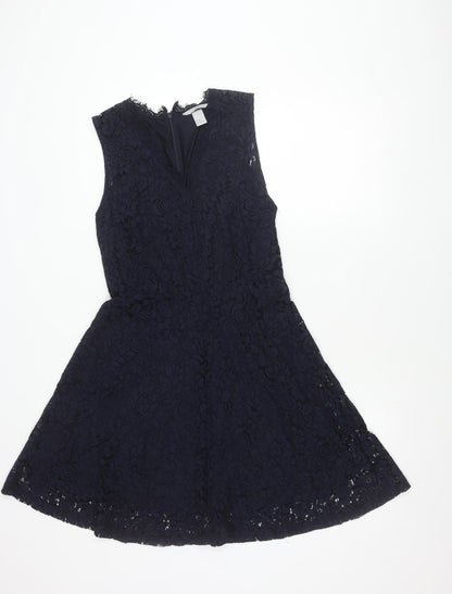 H&M Women’s Blue Lace A-Line Cocktail Dress Size 12 Sleeveless