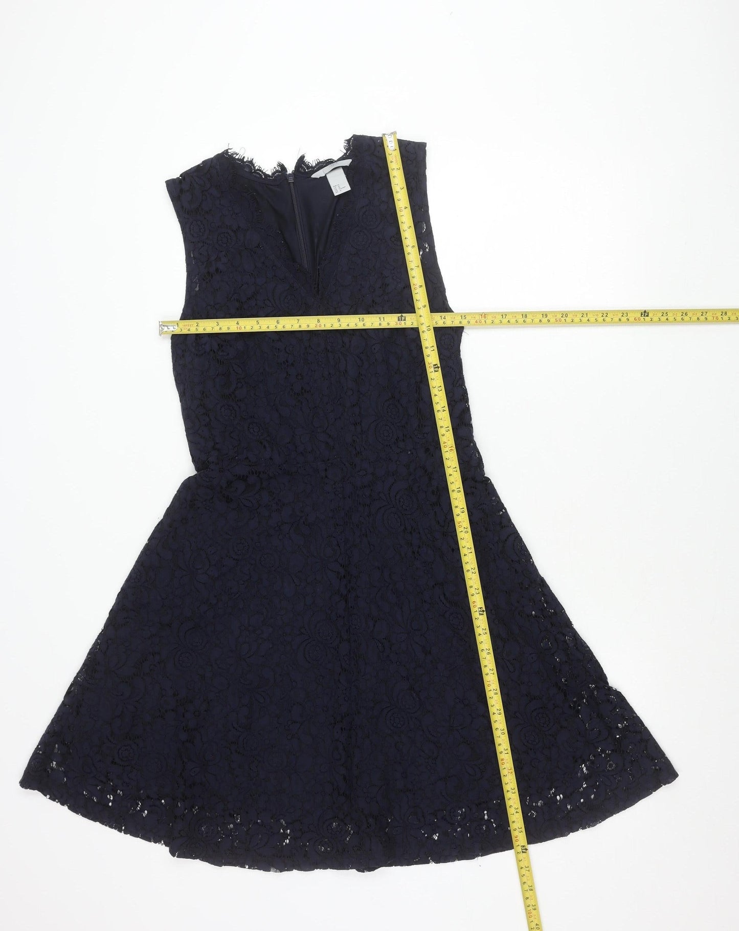 H&M Women’s Blue Lace A-Line Cocktail Dress Size 12 Sleeveless