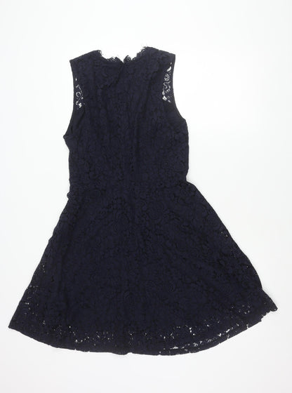H&M Women’s Blue Lace A-Line Cocktail Dress Size 12 Sleeveless