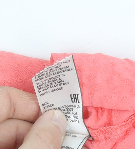 Marks and Spencer Women Pink Viscose Long Sleeve Tunic Blouse Size 6