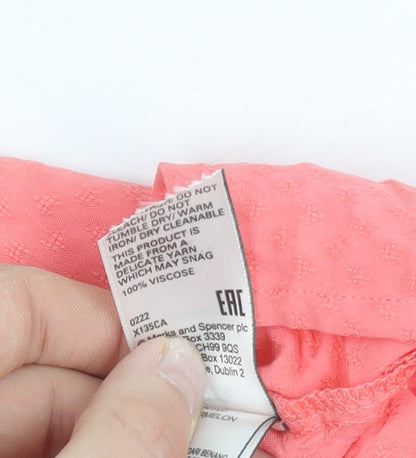 Marks and Spencer Women Pink Viscose Long Sleeve Tunic Blouse Size 6