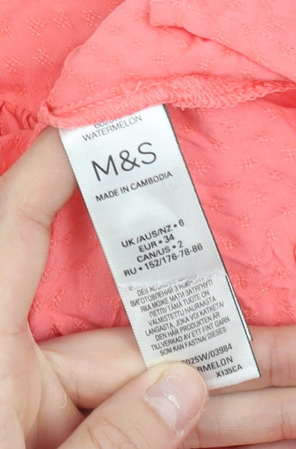 Marks and Spencer Women Pink Viscose Long Sleeve Tunic Blouse Size 6
