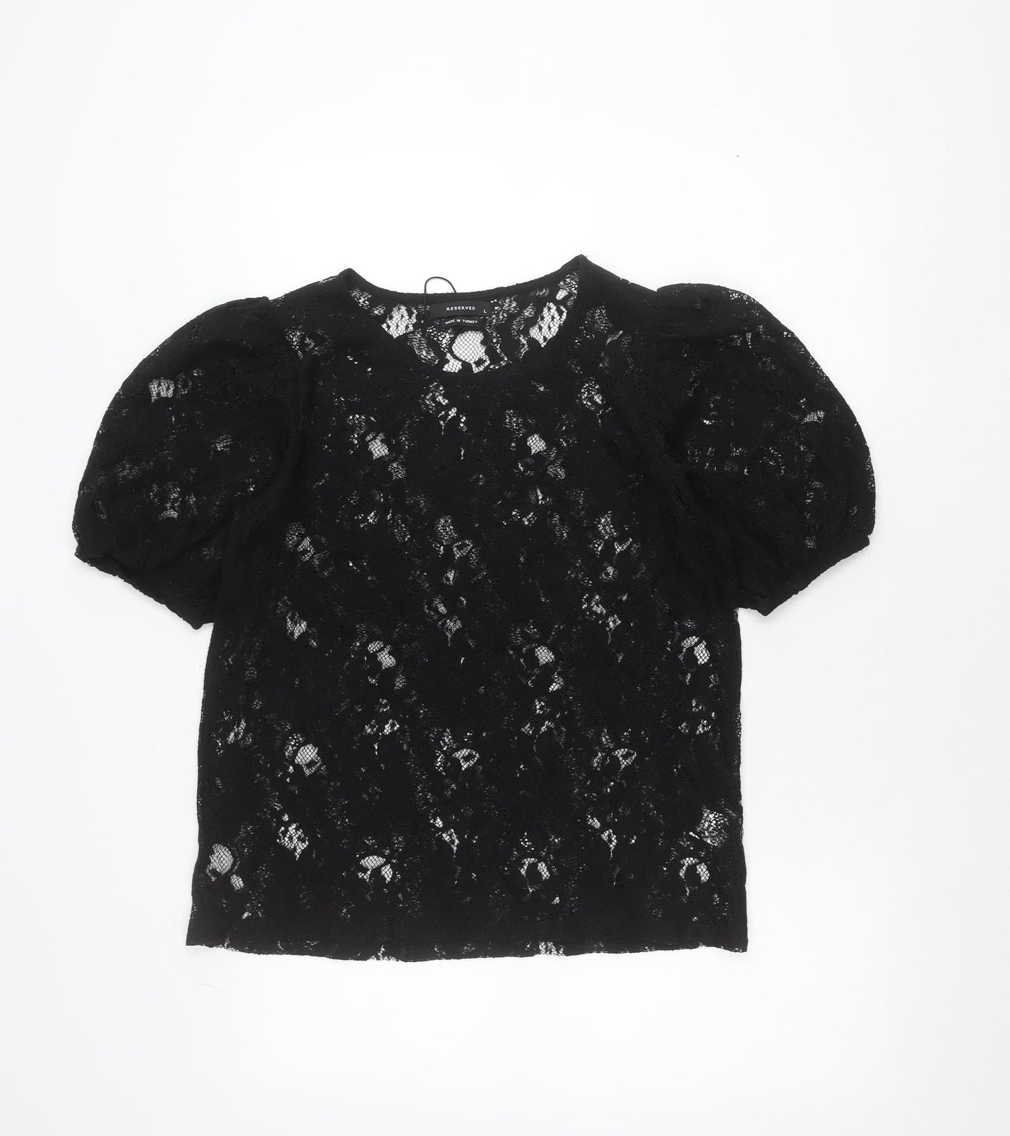 Reserved Women’s Black Lace Puff Sleeve Blouse Size L