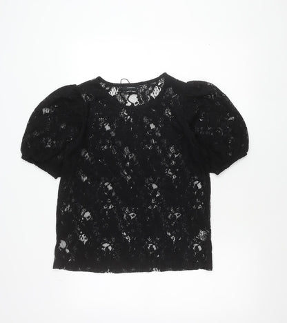 Reserved Women’s Black Lace Puff Sleeve Blouse Size L