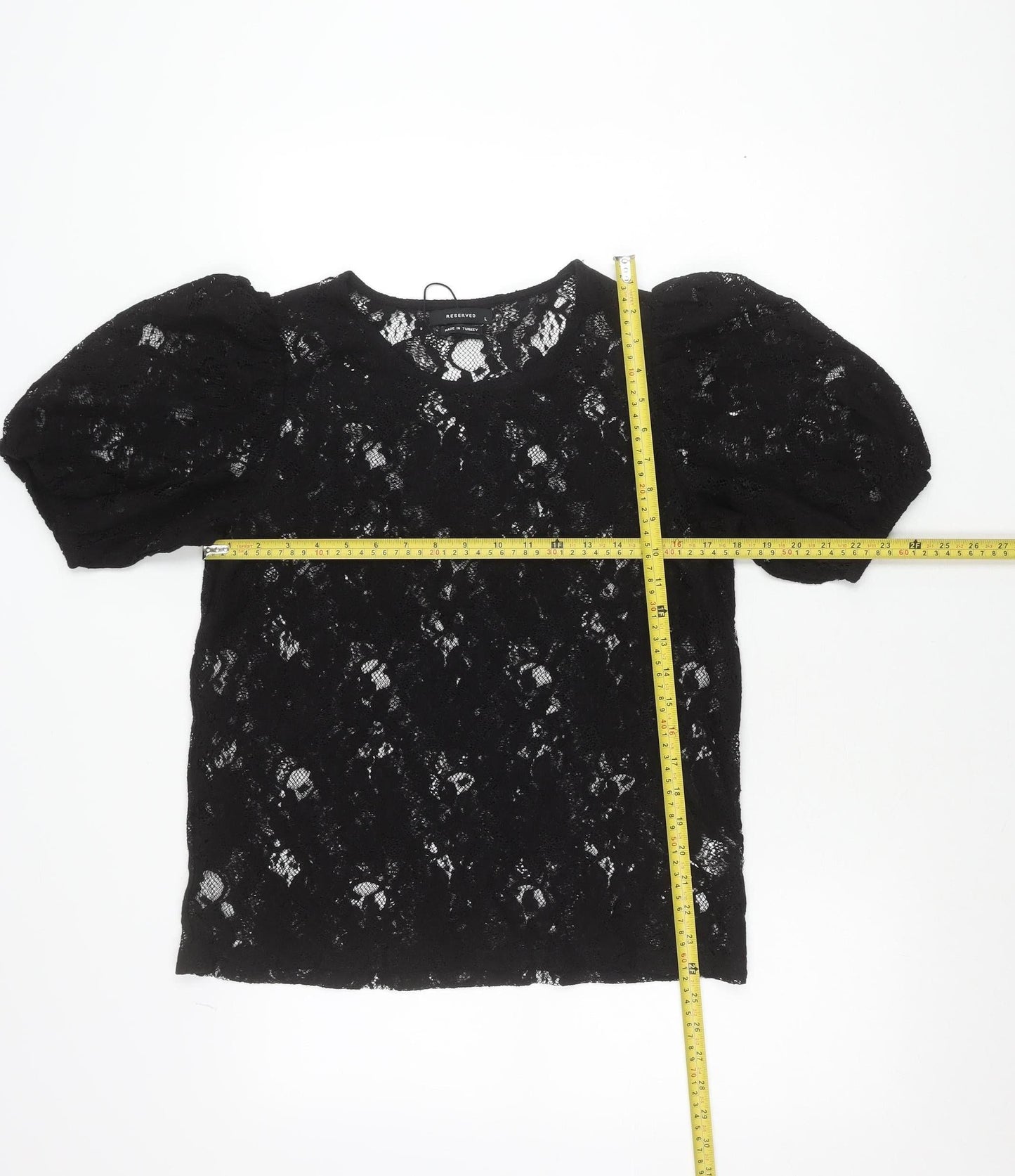 Reserved Women’s Black Lace Puff Sleeve Blouse Size L